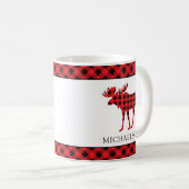 Buffalo Kariert Red Rustic Xmas Elche Silhouette Kaffeetasse (VorderseiteRechts)