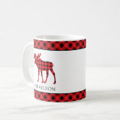 Buffalo Kariert Red Rustic Xmas Elche Silhouette Kaffeetasse (Vorderseite Links)
