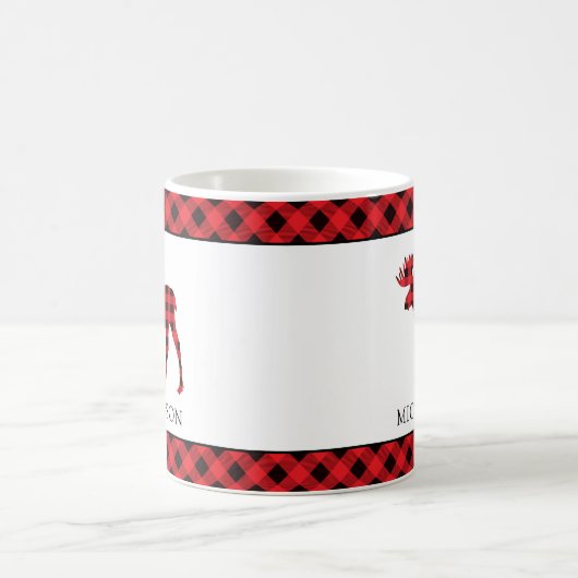 Buffalo Kariert Red Rustic Xmas Elche Silhouette Kaffeetasse (Mittel)