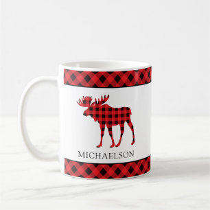 Buffalo Kariert Red Rustic Xmas Elche Silhouette Kaffeetasse