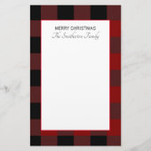 Buffalo Kariert Red Schwarz-weiß Family Christmas Briefpapier (Vorderseite)