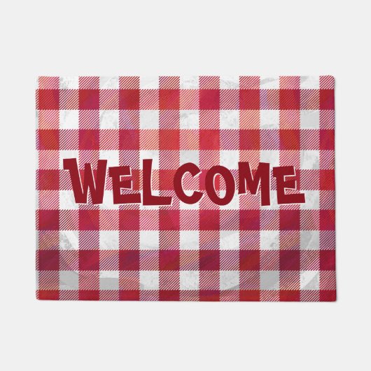 Buffalo Kariert Red und White Fußmatte (Vorderseite)