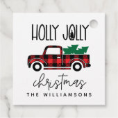 Buffalo Kariert Red Vintag Truck Name Holiday Geschenkanhänger (Rückseite)