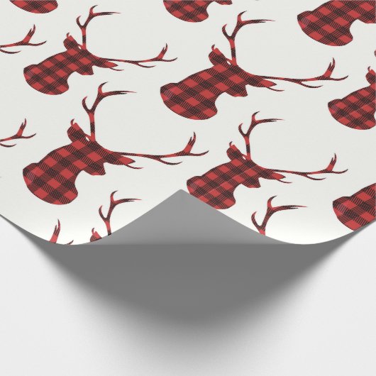 Buffalo Kariert Reindeer Geschenkpapier (Ecke)