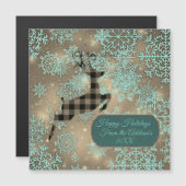 Buffalo Kariert Reindeer Snowflake Personalisiert Magnetkarte (Vorne/Hinten)