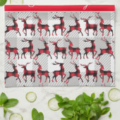 Buffalo Kariert Reindeers auf Gray Buffalo Kariert Geschirrtuch (Gefaltet)