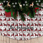Buffalo Kariert Reindeers auf Gray Buffalo Kariert Polyester Weihnachtsbaumdecke