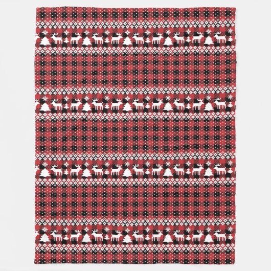 Buffalo Kariert Rentier Fair Isle Fleecedecke (Vorderseite)