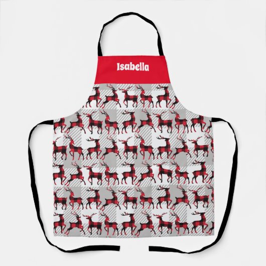Buffalo Kariert Rentier in grauschwarzem Design Schürze (Vorderseite)