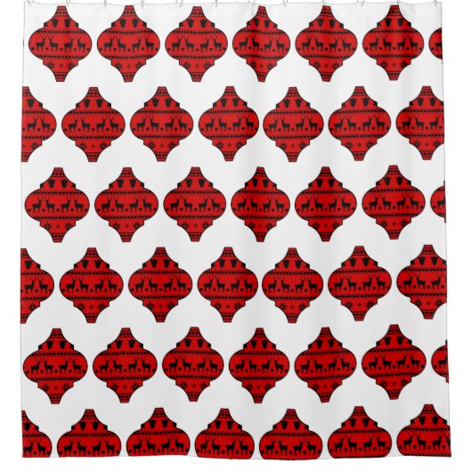 Buffalo Kariert Rentier Ornament Duschvorhang (Vorderseite)