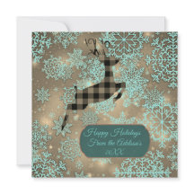 Buffalo Kariert Rentierschneeflocken Flat Card