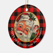 Buffalo Kariert Retro Santa Claus Keramik Ornament (Links)