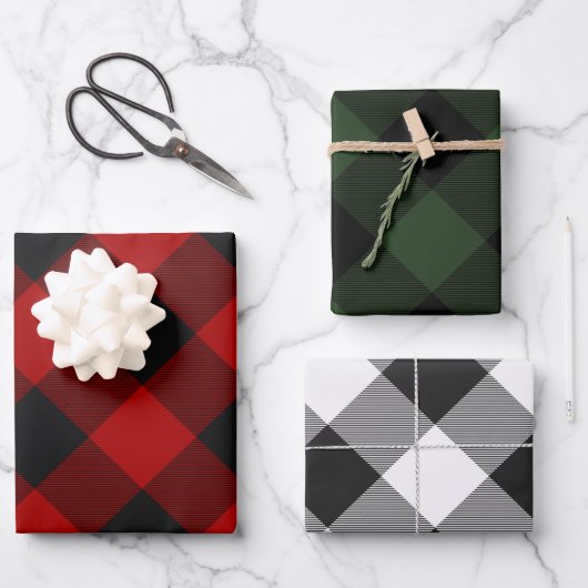 Buffalo Kariert Rob Roy Karo Rot Grün Geschenkpapier Set (Vorderseite)