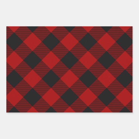 Buffalo Kariert Rob Roy Karo Rotes Kariertes Muste Geschenkpapier Set (Vorderseite)
