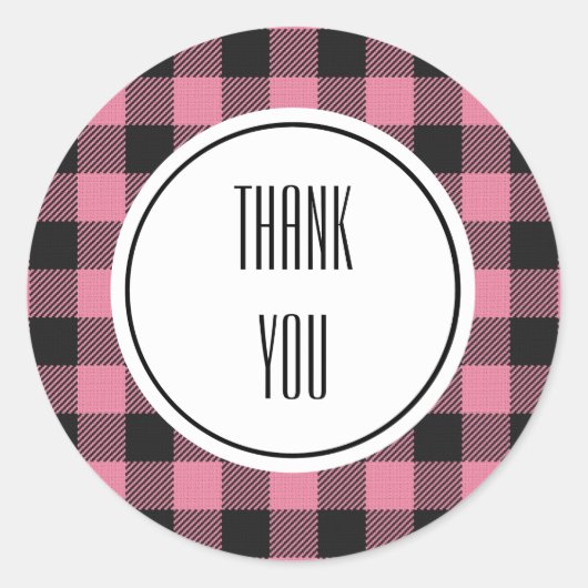 Buffalo Kariert rosa Personalisierter Text Runder Aufkleber (Vorderseite)