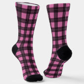 Buffalo Kariert rosa und schwarzer Tartan Gemuster Socken (Gewinkelt)