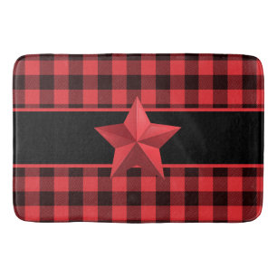 Buffalo Kariert rot/schwarz mit Red-Star-Design Badematte
