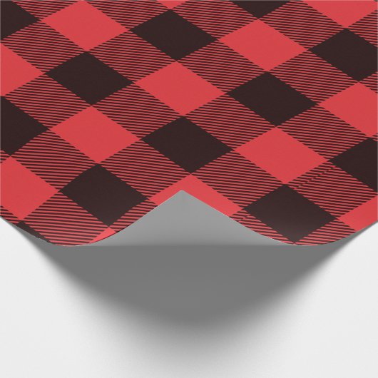Buffalo Kariert Rot und Schwarz Geschenkpapier (Ecke)
