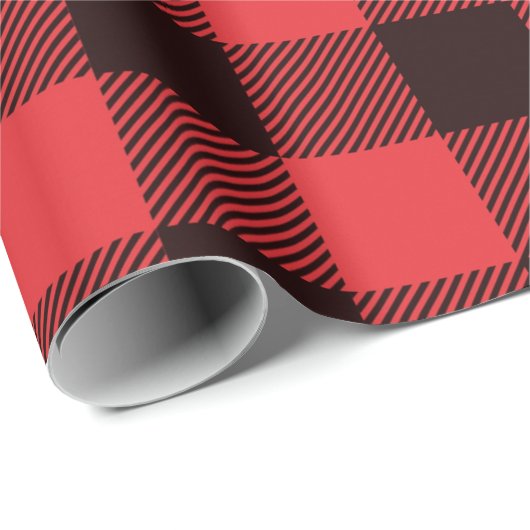 Buffalo Kariert Rot und Schwarz Geschenkpapier (Rolleneckpunkt)