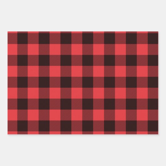 Buffalo Kariert Rot und Schwarz Geschenkpapier Set (Vorderseite 2)