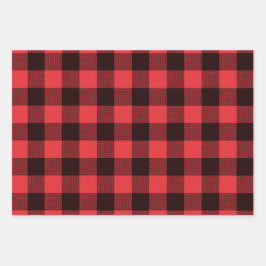 Buffalo Kariert Rot und Schwarz Geschenkpapier Set
