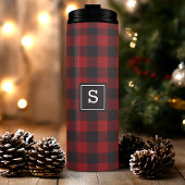 Buffalo Kariert Rot und Schwarz Lumberjack Mit Mon Thermosbecher