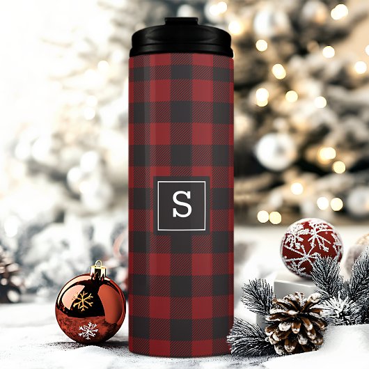 Buffalo Kariert Rot und Schwarz Lumberjack Mit Mon Thermosbecher