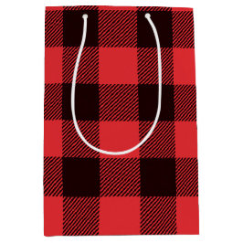 Buffalo Kariert Rot und Schwarz Mittlere Geschenktüte