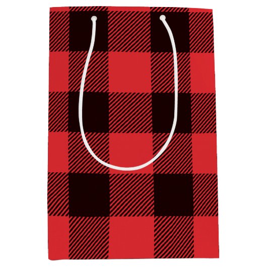Buffalo Kariert Rot und Schwarz Mittlere Geschenktüte (Vorderseite)