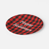 Buffalo Kariert Rot und Schwarz Pappteller (Schrägansicht)