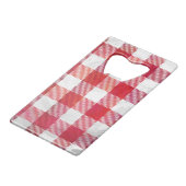 Buffalo Kariert Rot und Weiß Geldbeutel Flaschenöffner (Vorderseite Schrägansicht)