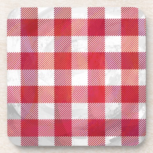 Buffalo Kariert Rot und Weiß Getränkeuntersetzer (Vorderseite)