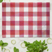 Buffalo Kariert Rot und Weiß Handtuch (Gefaltet)