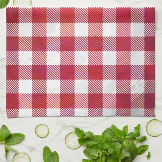 Buffalo Kariert Rot und Weiß Handtuch (Gefaltet)
