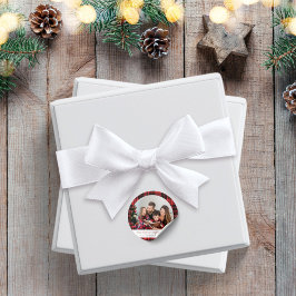 Buffalo Kariert Round Foto Weihnachtsaufkleber Runder Aufkleber