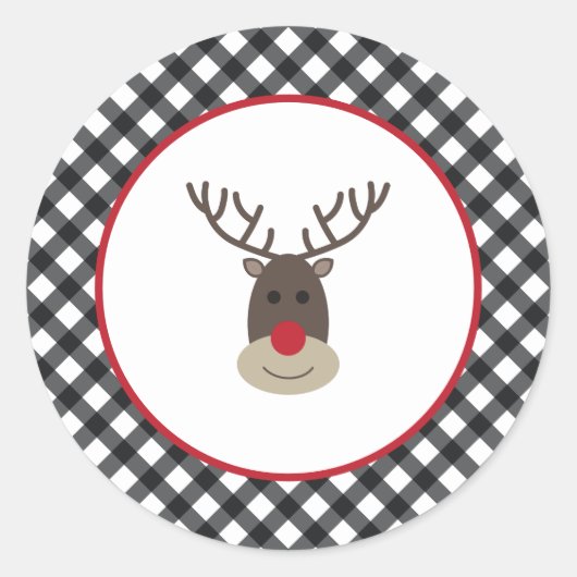 Buffalo Kariert Rudolph Stickers Weihnachtsfeierta (Vorderseite)