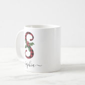 Buffalo Kariert S Monogram Weihnachtskaffee Tasse (Vorderseite Links)