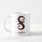 Buffalo Kariert S Monogram Weihnachtskaffee Tasse (Links)