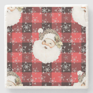 Buffalo Kariert Santa mit Schneeflocken & Stars Steinuntersetzer