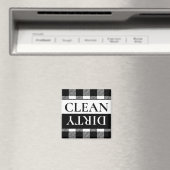 Buffalo Kariert Schwarz, dreckige, saubere Geschir Magnet (In Situ (Geschirrspüler))