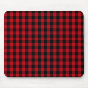 Buffalo kariert Schwarz und Rot Muster Mousepad