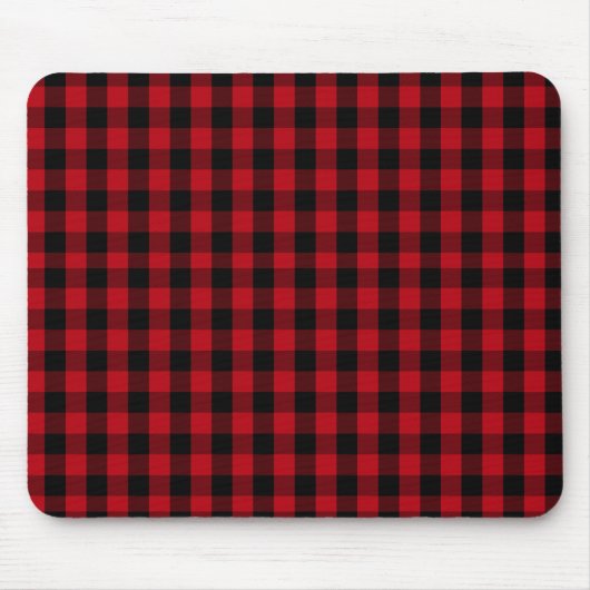 Buffalo kariert Schwarz und Rot Muster Mousepad (Vorne)