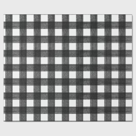 Buffalo Kariert Schwarz und Weiß Geschenkpapier (Flach)