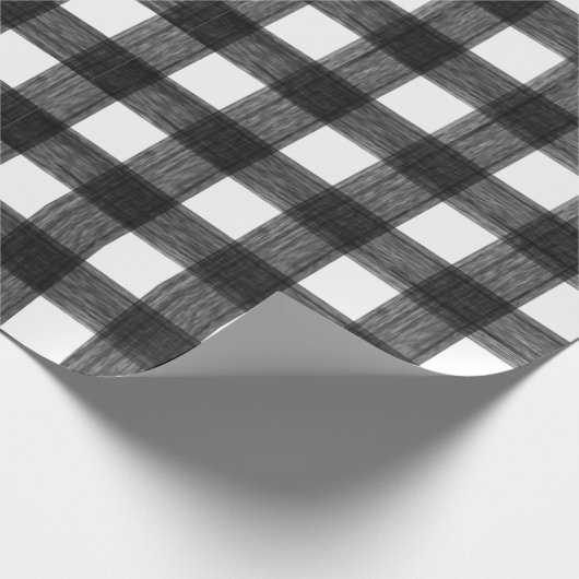 Buffalo Kariert Schwarz und Weiß Geschenkpapier (Ecke)