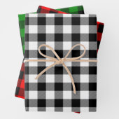 Buffalo Kariert Schwarz und Weiß, Rot und Grün Geschenkpapier Set (Beispiel)
