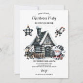 Buffalo Kariert Schwarz und Weiß Weihnachten Einladung (Vorderseite)