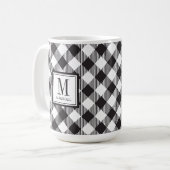 Buffalo Kariert Schwarz-Weiß-Individuelle Name Kaffeetasse (Vorderseite Links)