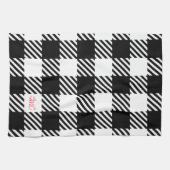 Buffalo Kariert Schwarz-weiß Red Monogram INITIALS Geschirrtuch (Horizontal)