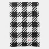 Buffalo Kariert Schwarz-weiß Red Monogram INITIALS Geschirrtuch (Vertikal)