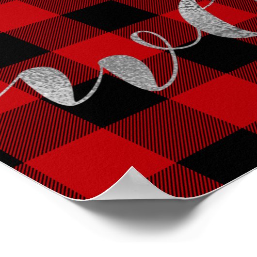 Buffalo Kariert Silver Script Weihnachten Willkomm Poster (Ecke)